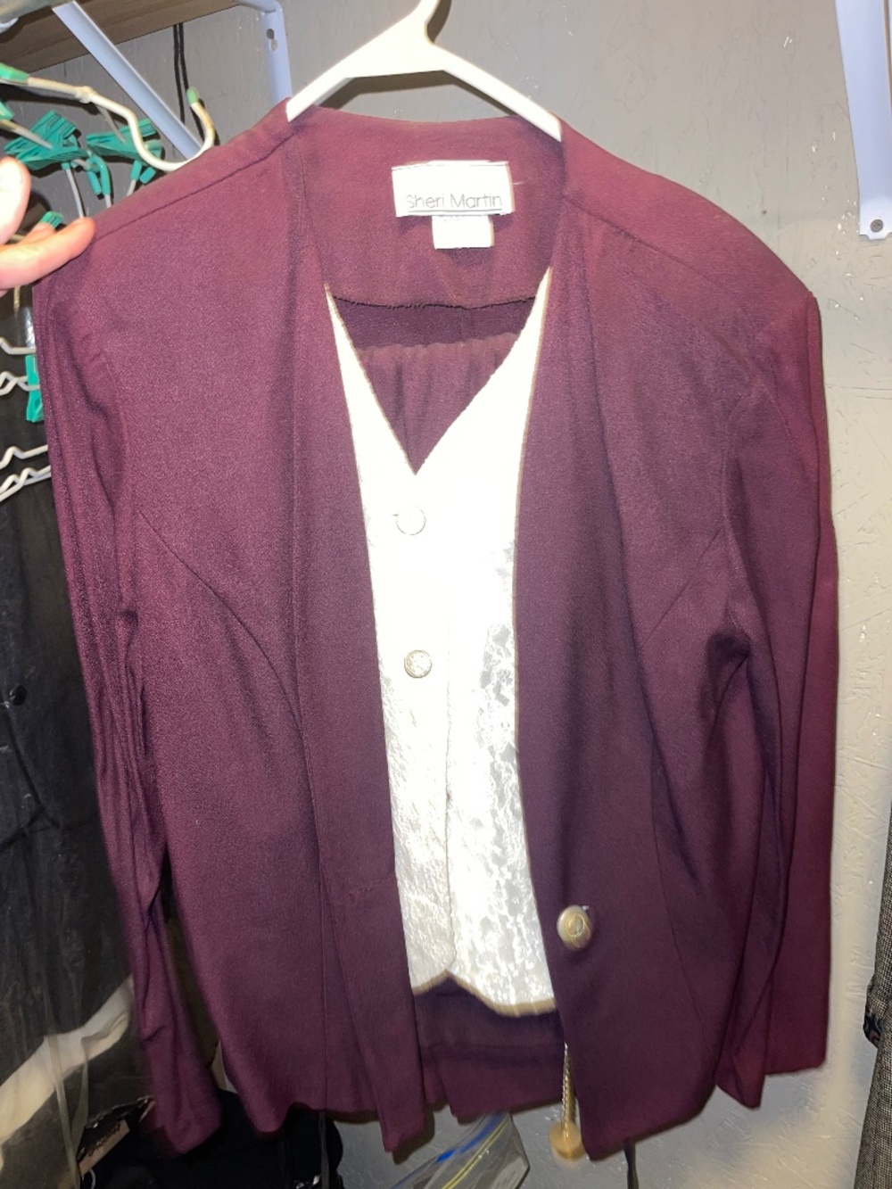 Sheri Martin Maroon Blazer with Attached Lace Inset / Vest